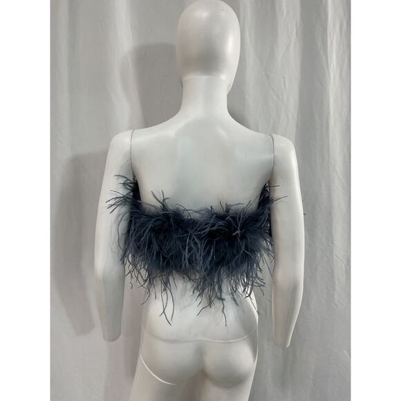 Lamarque 'Zaina' Blue Feather Embellished Top Size S - Picture 3 of 5